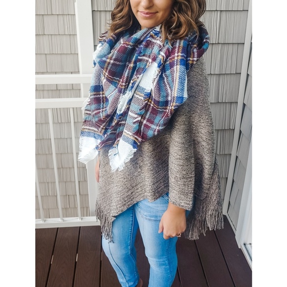 Brown Tassled Poncho - Picture 1 of 3